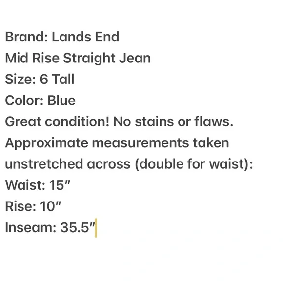 Lands End Jeans size 6 Long Tall - Picture 4 of 4